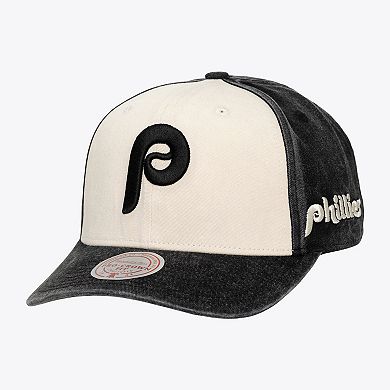 Unisex Mitchell & Ness Cream/Black Philadelphia Phillies Snow Block Pro Crown Adjustable Hat