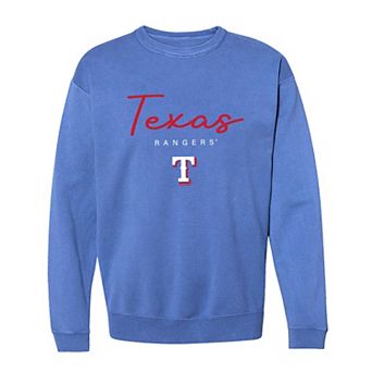 Women's Soft as a Grape Light Blue Texas Rangers Pigment Dye Crewneck Sweatshirt