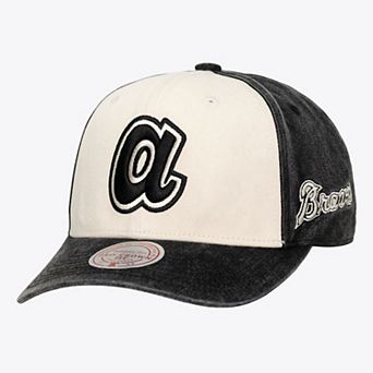 Unisex Mitchell & Ness Cream/Black Atlanta Braves Snow Block Pro Crown Adjustable Hat