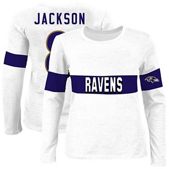 Women's Fanatics Lamar Jackson Ash Baltimore Ravens Plus Size Name & Number T-Shirt