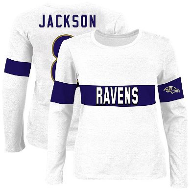 Women's Fanatics Lamar Jackson Ash Baltimore Ravens Plus Size Name & Number T-Shirt