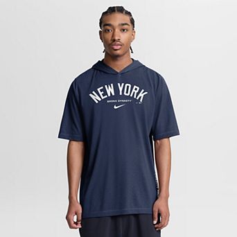 Men's Nike Navy New York Yankees Arched Wordmark Tri-Blend Hooded T-Shirt