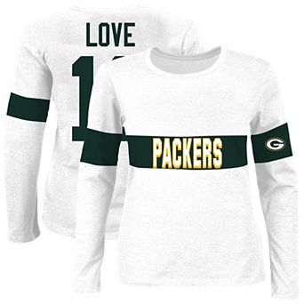 Women's Fanatics Jordan Love Ash Green Bay Packers Plus Size Name & Number T-Shirt