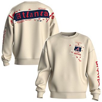 Women's Fanatics Beige Atlanta Braves Graffiti Fleece Sweatshirt