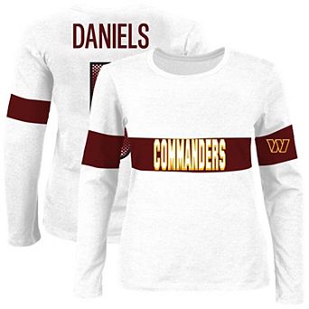 Women's Fanatics Jayden Daniels Ash Washington Commanders Plus Size Name & Number T-Shirt
