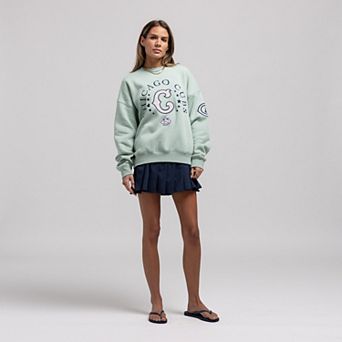 Women's Mitchell & Ness Green Chicago Cubs Yacht Rock Sweatshirt