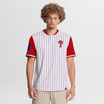 Men's Fanatics White/Red Philadelphia Phillies Pinstripe Walk Off Shirt