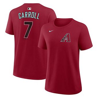 Women's Nike Corbin Carroll Red Arizona Diamondbacks Name & Number T-Shirt