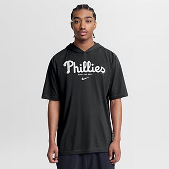 Men's Nike Black Philadelphia Phillies Arched Wordmark Tri-Blend Hooded T-Shirt