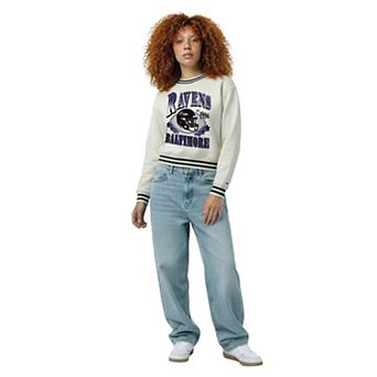 Women's Champion Cream Baltimore Ravens Reverse Weave Fleece Sweatshirt