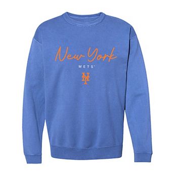 Women's Soft as a Grape Royal New York Mets Pigment Dye Crewneck Sweatshirt