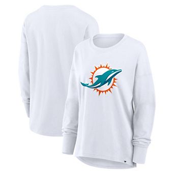 Women's Fanatics White Miami Dolphins Relaxed Hip Essential Long Sleeve T-Shirt