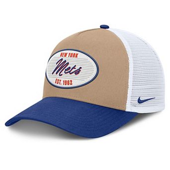 Men's Nike Khaki/Royal New York Mets Rise A-Frame Trucker Adjustable Hat