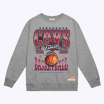 Men's Mitchell & Ness Gray Cleveland Cavaliers Hardwood Classics Tri 2.0 Crewneck Sweatshirt