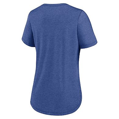 Women's Nike Heather Royal Texas Rangers Arched Tri-Blend T-Shirt