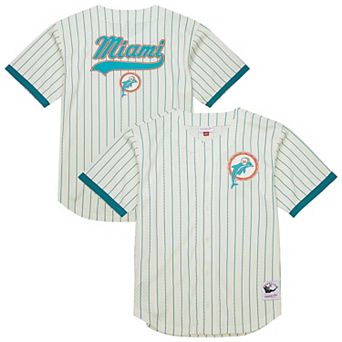 Men's Mitchell & Ness Cream Miami Dolphins Big & Tall Heavyweight Mesh Button-Up Fashion Jersey
