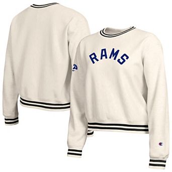 Women's Champion Bone Los Angeles Rams Reverse Weave Cropped Fleece Sweatshirt