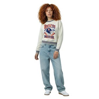Women's Champion Cream Denver Broncos Reverse Weave Fleece Sweatshirt