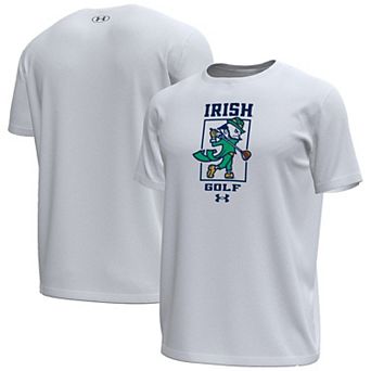 Men's Under Armour White Notre Dame Fighting Irish Golf Leprechaun Tech Stretch T-Shirt