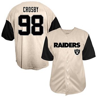 Men's Fanatics Maxx Crosby Cream Las Vegas Raiders Big & Tall Baseball Button-Up Shirt