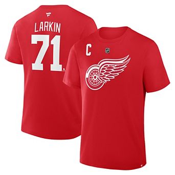 Men's Fanatics Dylan Larkin Red Detroit Red Wings Authentic Stack Name & Number T-Shirt