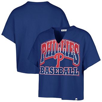 Women's '47 Royal Philadelphia Phillies Plus Size Win Big Oversized Notch-Neck T-Shirt