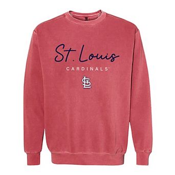 Women's Soft as a Grape Red St. Louis Cardinals Pigment Dye Crewneck Sweatshirt
