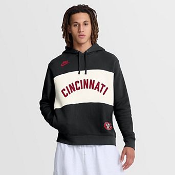 Men's Nike Black Cincinnati Reds 1975 Cooperstown Collection Legacy Color-Block Hoodie