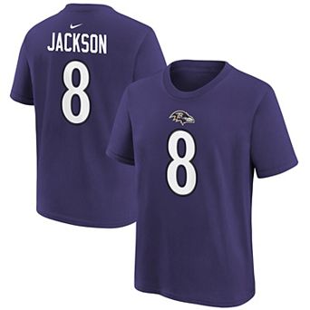 Youth Nike Lamar Jackson Purple Baltimore Ravens Player Name & Number T-Shirt