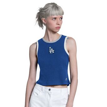 Women's Starter Royal Los Angeles Dodgers Cooperstown Play the Ball Crop Tank Top