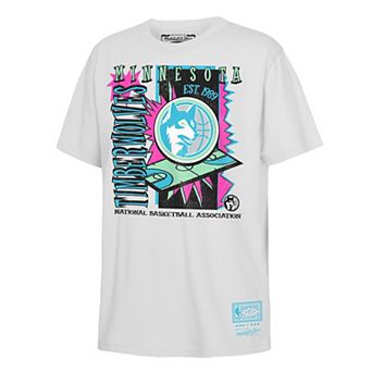 Youth Mitchell & Ness White Minnesota Timberwolves Neon Court Shock T-Shirt
