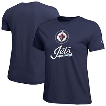 Women's Champion Navy Winnipeg Jets Wordmark Lockup T-Shirt