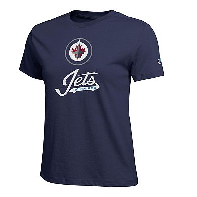 Women's Champion Navy Winnipeg Jets Wordmark Lockup T-Shirt
