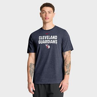 Men's Nike Heather Navy Cleveland Guardians Stacked Tri-Blend T-Shirt
