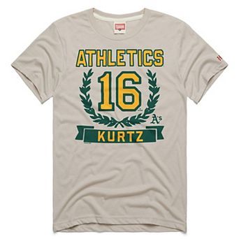 Men's Homage Nick Kurtz Stone Athletics Wreath Rookie Graphic Tri-Blend T-Shirt