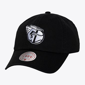 Unisex Mitchell & Ness Black & White Cleveland Guardians 1904 Strapback Adjustable Hat