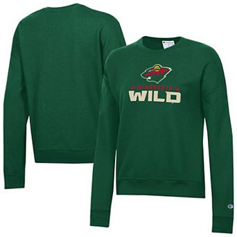 Women's Champion Green Minnesota Wild Wordmark Lockup Powerblend Sweatshirt