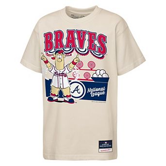 Youth Mitchell & Ness Cream Atlanta Braves Step Back Up Mascot T-Shirt