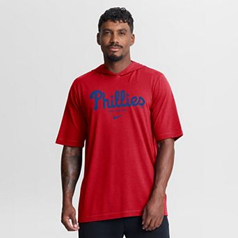 Men's Nike Red Philadelphia Phillies Arched Wordmark Tri-Blend Hooded T-Shirt