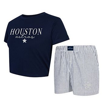 Women's Concepts Sport Navy/White Houston Astros Copeland Cropped T-Shirt & Shorts Set