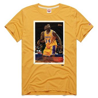 Unisex Homage Shaquille O'Neal Gold Los Angeles Lakers Topps Trading Card Player Tri-Blend T-Shirt