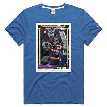 Unisex Homage Dikembe Mutombo Blue Denver Nuggets Topps Trading Card Player Tri-Blend T-Shirt