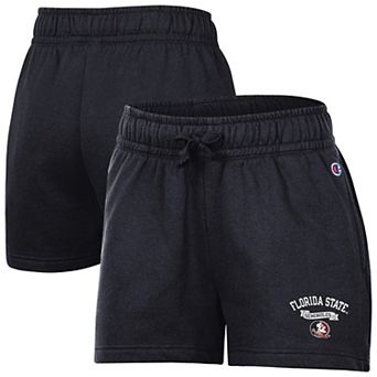 Women's Champion Black Florida State Seminoles Powerblend Elastic Waist Shorts