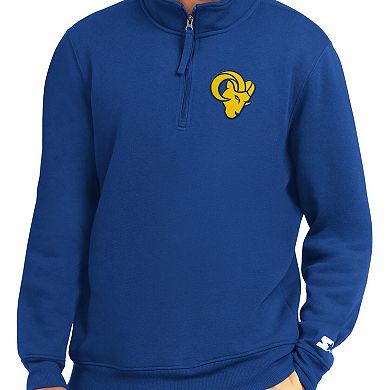 Men's Starter Royal Los Angeles Rams Catcher Quarter-Zip Pullover Sweatshirt