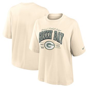 Women's Nike Cream Green Bay Packers Vintage Mod Boxy T-Shirt