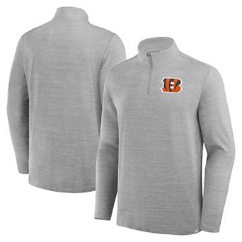 Men's Fanatics Heather Gray Cincinnati Bengals Clutch Quarter-Zip Pullover