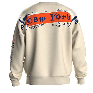 Women's Fanatics Beige New York Mets Graffiti Fleece Sweatshirt