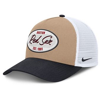 Men's Nike Khaki/Navy Boston Red Sox Rise A-Frame Trucker Adjustable Hat