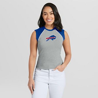 Women's WEAR by Erin Andrews Heather Gray Buffalo Bills Cropped Raglan Tank Top