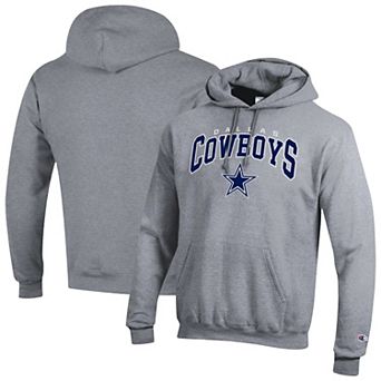 Men's Champion Gray Dallas Cowboys Powerblend Arch over Logo Hoodie